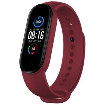 DEVIA DELUXE SPORT pótszíj (egyedi méret, szilikon, állítható) BORDÓ Xiaomi Mi Band 5, Xiaomi Mi Band 6 kép