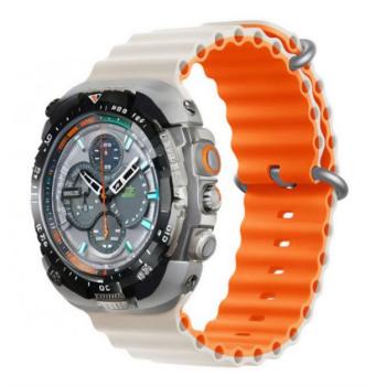 DEVIA DELUXE SPORT6 pótszíj (egyedi méret, nagy, szilikon, állítható, hullám) BÉZS/NARANCSSÁRGA Apple Watch Series 7 45mm, Watch Series 8 45mm, Watch Series 9 45mm kép