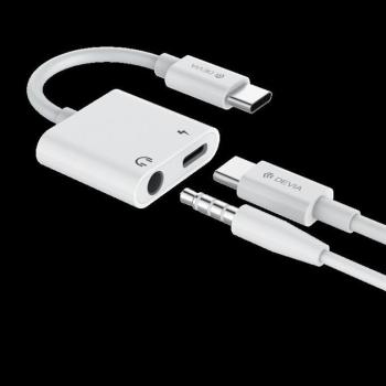 Devia EC610 USB Type-C/3.5 Jack Audió és Töltő Adapter - Fehér kép