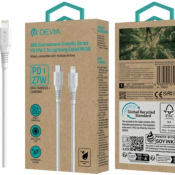 DEVIA EC635 GRS PD 27W USB Type-C - Lightning 1M Adatkábel - Fehér kép