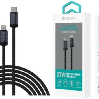 DEVIA EC645 Gracious PD 27W USB Type-C - Lightning 1M Adatkábel - Fekete kép