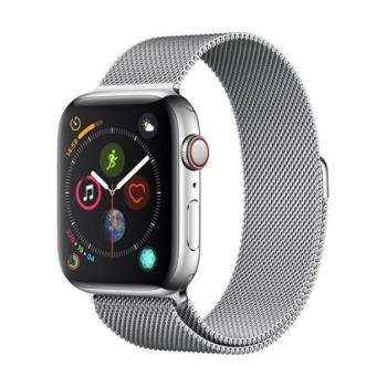 DEVIA ELEGANT pótszíj (egyedi méret, fém, milánói szíj, mágneses zár) EZÜST Apple Watch Series 4 40mm, Apple Watch Series 5 40mm, Apple Watch Series 1 38mm, Apple Watch Series 2 38mm, Apple kép
