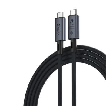 DEVIA EXTREME adatkábel (Type-C - Type-C, 240W, PD gyorstöltő, 100cm, cipőfűző) FEKETE kép