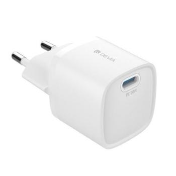 DEVIA EXTREME MINI hálózati töltő Type-C aljzat (20W, GaN, PD gyorstöltő) FEHÉR kép