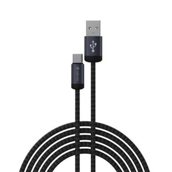 DEVIA GRACIOUS adatkábel (USB - Type-C, 10W, gyorstöltő, 100cm, cipőfűző) FEKETE kép