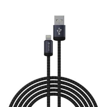 DEVIA GRACIOUS adatkábel (USB - Type-C, 12W, gyorstöltő, 100cm, cipőfűző) FEKETE kép