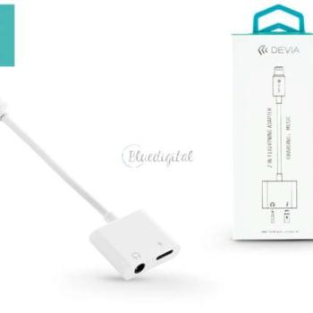 Devia lightning + 3.5 mm jack adapter egyidőben történő töltéshez és zenehallgatáshoz - Devia Smart 2in1 Lightning-Jack adapter - fehér kép