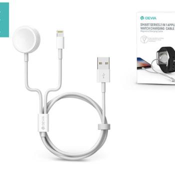 Devia mágneses töltőkábel Apple Watch órához + lightning kábel - Devia Smart Series 2in1 Apple Watch Charging Cable - fehér kép