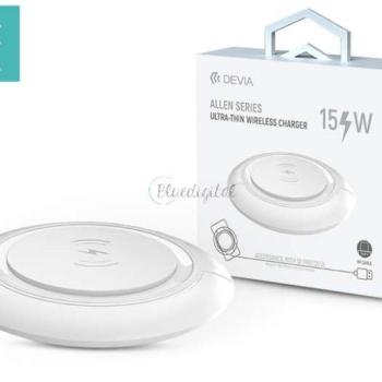 Devia Qi univerzális vezeték nélküli töltő állomás - 15W - Devia Allen Series V3Ultra-Thin Wireless Charger - fehér kép