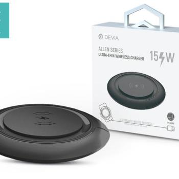 Devia Qi univerzális vezeték nélküli töltő állomás - 15W - Devia Allen Series V3Ultra-Thin Wireless Charger - fekete kép