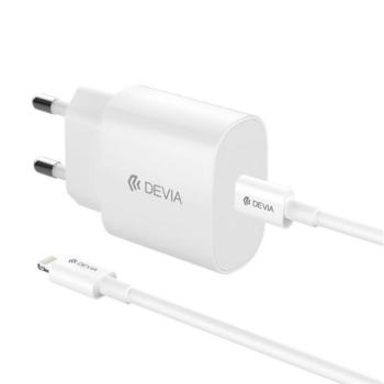 DEVIA ROCKET hálózati töltő Type-C aljzat (20W, PD gyorstöltő + lightning kábel) FEHÉR kép