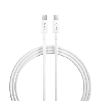 DEVIA SMART adatkábel (Type-C - Type-C, 100W, PD gyorstöltő, 150cm) FEHÉR kép