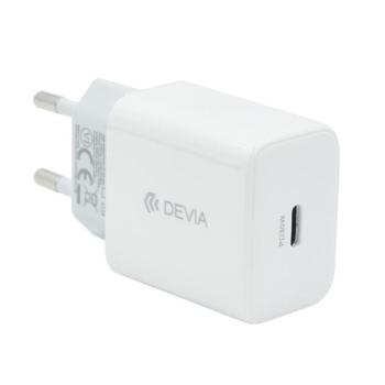 DEVIA SMART hálózati töltő Type-C aljzat (5V / 3A, 30W, PD gyorstöltés támogatás) FEHÉR Xiaomi Poco F5 Pro, TCL 408, Samsung Galaxy Tab S9 Plus WIFI (SM-X810), Samsung Galaxy A34 5G (SM-A346) kép