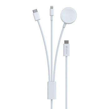 DEVIA töltőkábel 3in1 (Type-C - lightning/Type-C, Apple Watch töltő, 7.5W, wireless, 120cm) FEHÉR kép