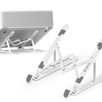 Devia univerzális asztali tablet/laptop tartóállvány max. 16&quot; méretű készülékekhez - Devia Smart Series Multi-function Folding Plastic Stand For Tablet/Laptop - fehér kép