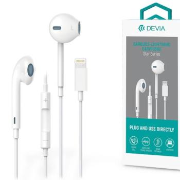 Devia univerzális sztereó felvevős fülhallgató - Lightning - Devia Star Series Earbuds Lightning Earphone - fehér kép