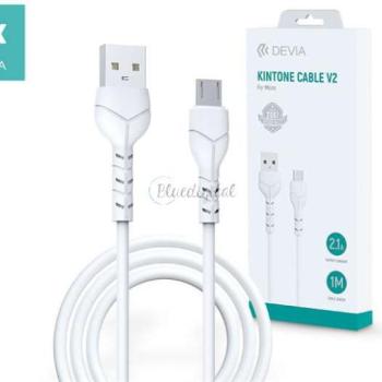 Devia USB - micro USB adat- és töltőkábel 1 m-es vezetékkel - Devia Kintone Cable V2 Series for Micro USB - 5V/2.1A - fehér kép