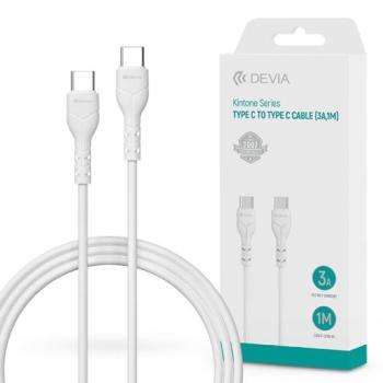 Devia USB Type-C - USB Type-C adat- és töltőkábel 1 m-es vezetékkel - Devia Kintone Series Type-C To Type-C Cable - 60W - fehér kép