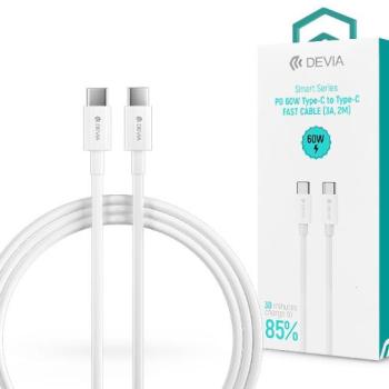 Devia USB Type-C - USB Type-C adat- és töltőkábel 2 m-es vezetékkel - Devia Smart Series Type-C To Type-C Fast Cable - 60W - fehér kép