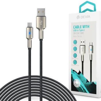 Devia USB - USB Type-C adat- és töltőkábel 1,5 m-es vezetékkel - Devia Mars Series Cable With Type-C - 5V/2,1A - ezüst/fekete kép