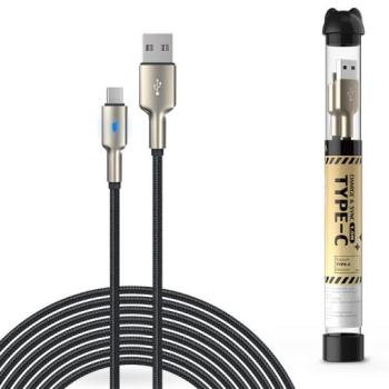 Devia USB - USB Type-C adat- és töltőkábel 1 m-es vezetékkel - Devia Tube Mars Series Cable With Type-C - 5V/2,1A - fekete kép