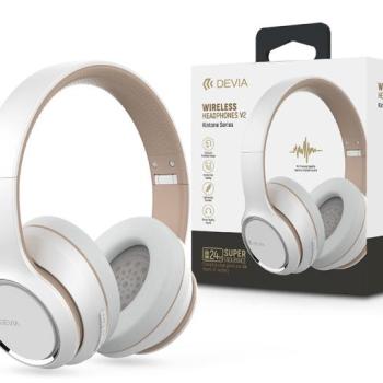 Devia Wireless Bluetooth sztereó fejhallgató beépített mikrofonnal - Devia Kintone Series Wireless Headphones V2 - fehér kép