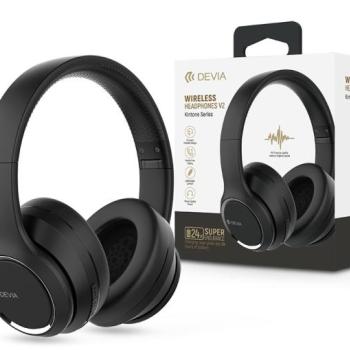Devia Wireless Bluetooth sztereó fejhallgató beépített mikrofonnal - Devia Kintone Series Wireless Headphones V2 - fekete kép