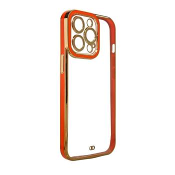 Divat tok iPhone 13 Pro Max arany keretes zselés borításhoz piros kép