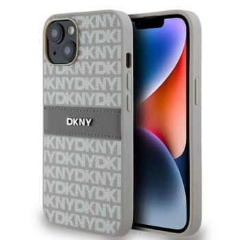 DKNY DKHCP14SPRTHSLE Leather Mono Stripe &amp; Metal Logo tok iPhone 14 - bézs kép
