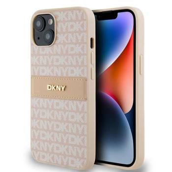 DKNY DKHCP14SPRTHSLP Leather Mono Stripe &amp; Metal Logo tok iPhone 14 - rózsaszín kép