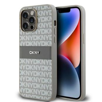 DKNY DKHCP14XPRTHSLE Leather Mono Stripe &amp; Metal Logo tok iPhone 14 Pro Max - bézs kép