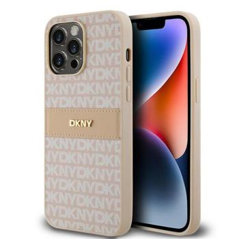 DKNY DKHCP14XPRTHSLP Leather Mono Stripe &amp; Metal Logo tok iPhone 14 Pro Max - rózsaszín kép