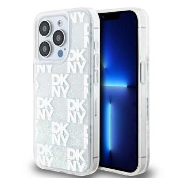 DKNY DKHCP15LLCPEPT Liquid Glitter Multilogo tok iPhone 15 Pro - fehér kép
