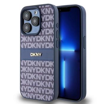DKNY DKHCP15LPRTHSLB Leather Mono Stripe &amp; Metal Logo tok iPhone 15 Pro - kék kép
