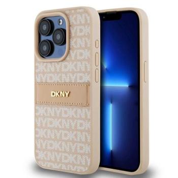 DKNY DKHCP15LPRTHSLP Leather Mono Stripe &amp; Metal Logo tok iPhone 15 Pro - rózsaszín kép