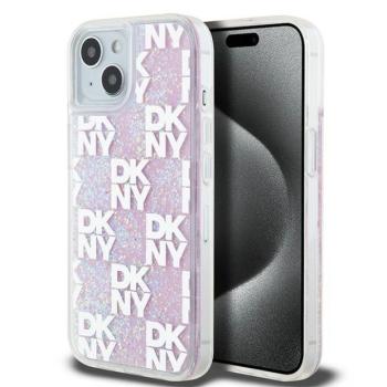 DKNY DKHCP15SLCPEPP Liquid Glitter Multilogo tok iPhone 15 - rózsaszín kép