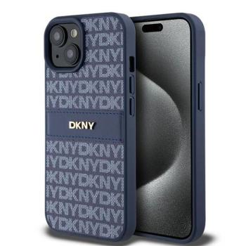 DKNY DKHCP15SPRTHSLB Leather Mono Stripe &amp; Metal Logo tok iPhone 15 - kék kép