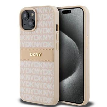DKNY DKHCP15SPRTHSLP Leather Mono Stripe &amp; Metal Logo tok iPhone 15 - rózsaszín kép
