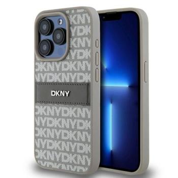 DKNY DKHCP15XPRTHSLE Leather Mono Stripe &amp; Metal Logo tok iPhone 15 Pro Max - bézs kép