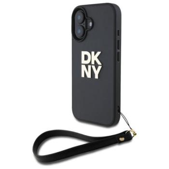 DKNY DKHCP16SPBSWSK Wrist Strap Stock Logo keménytok iPhone 16 - fekete kép