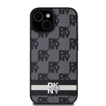 DKNY DKHCS24LPCPTSSK Leather Checkered Mono Pattern &amp; Printed Stripes tok Samsung Galaxy S24 Ultra - fekete kép