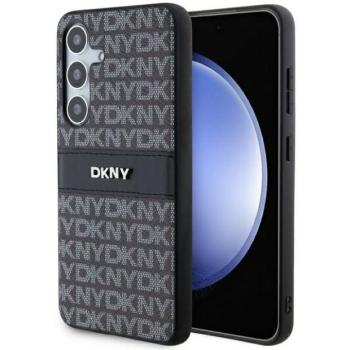 DKNY DKHCS24SPRTHSLK Leather Mono Stripe &amp; Metal Logo tok Samsung Galaxy S24 - fekete kép