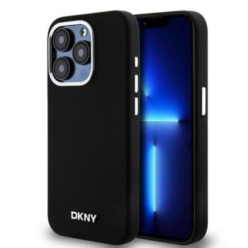 DKNY DKHMP14LSMCHLK Liquid Silicone Small Metal Logo MagSafe-kompatibilis tok iPhone 14 Pro - fekete kép