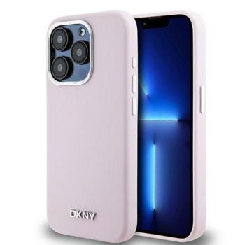 DKNY DKHMP14LSMCHLP Liquid Silicone Small Metal Logo MagSafe-kompatibilis tok iPhone 14 Pro - rózsaszín kép