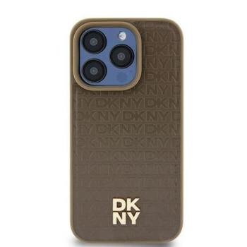 DKNY DKHMP14SPSHRPSW Leather Pattern Metal Logo MagSafe-kompatibilis tok iPhone 14 - barna kép