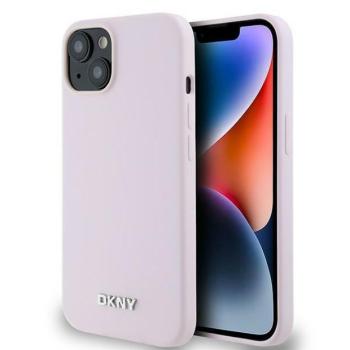 DKNY DKHMP14SSMCHLP Liquid Silicone Small Metal Logo MagSafe-kompatibilis tok iPhone 14 - rózsaszín kép