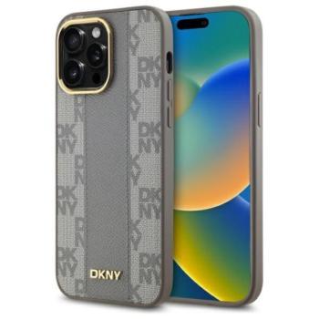DKNY DKHMP14XPCPVSLE Leather Checkered Mono Pattern MagSafe-kompatibilis keménytok iPhone 14 Pro Max - bézs kép