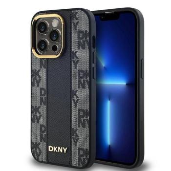 DKNY DKHMP14XPCPVSLK Leather Checkered Mono Pattern MagSafe-kompatibilis tok iPhone 14 Pro Max - fekete kép