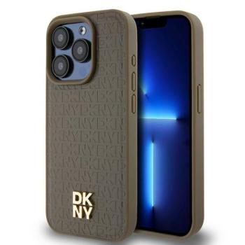 DKNY DKHMP14XPSHRPSW Leather Pattern Metal Logo MagSafe-kompatibilis tok iPhone 14 Pro Max - barna kép