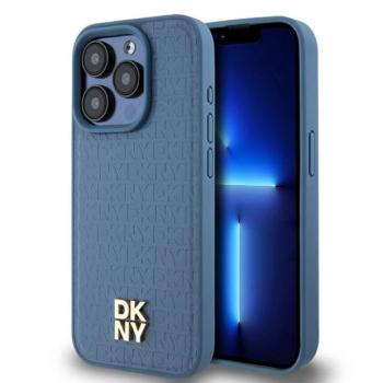 DKNY DKHMP15LPSHRPSB Leather Monogram Pattern Metal Logo MagSafe-kompatibilis tok iPhone 15 Pro - kék kép
